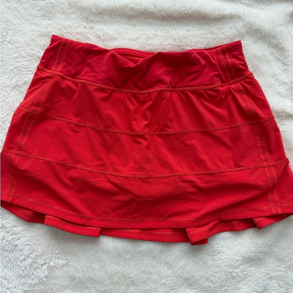 Lululemon Pace Rival Skirt Size 8 Tall Mid Rise Orange